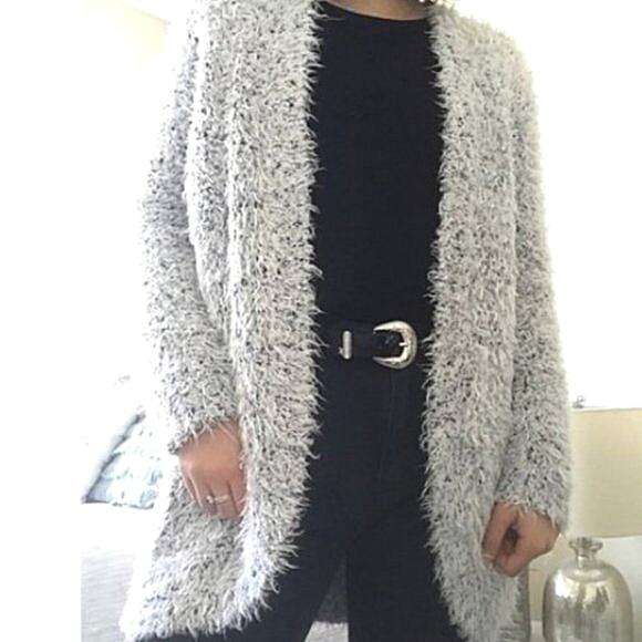 Kensie Fluffy Sweater Cardigan Jacket Sz XS Teddy Bear Eyelash Open Modern Boho - Picture 6 of 13